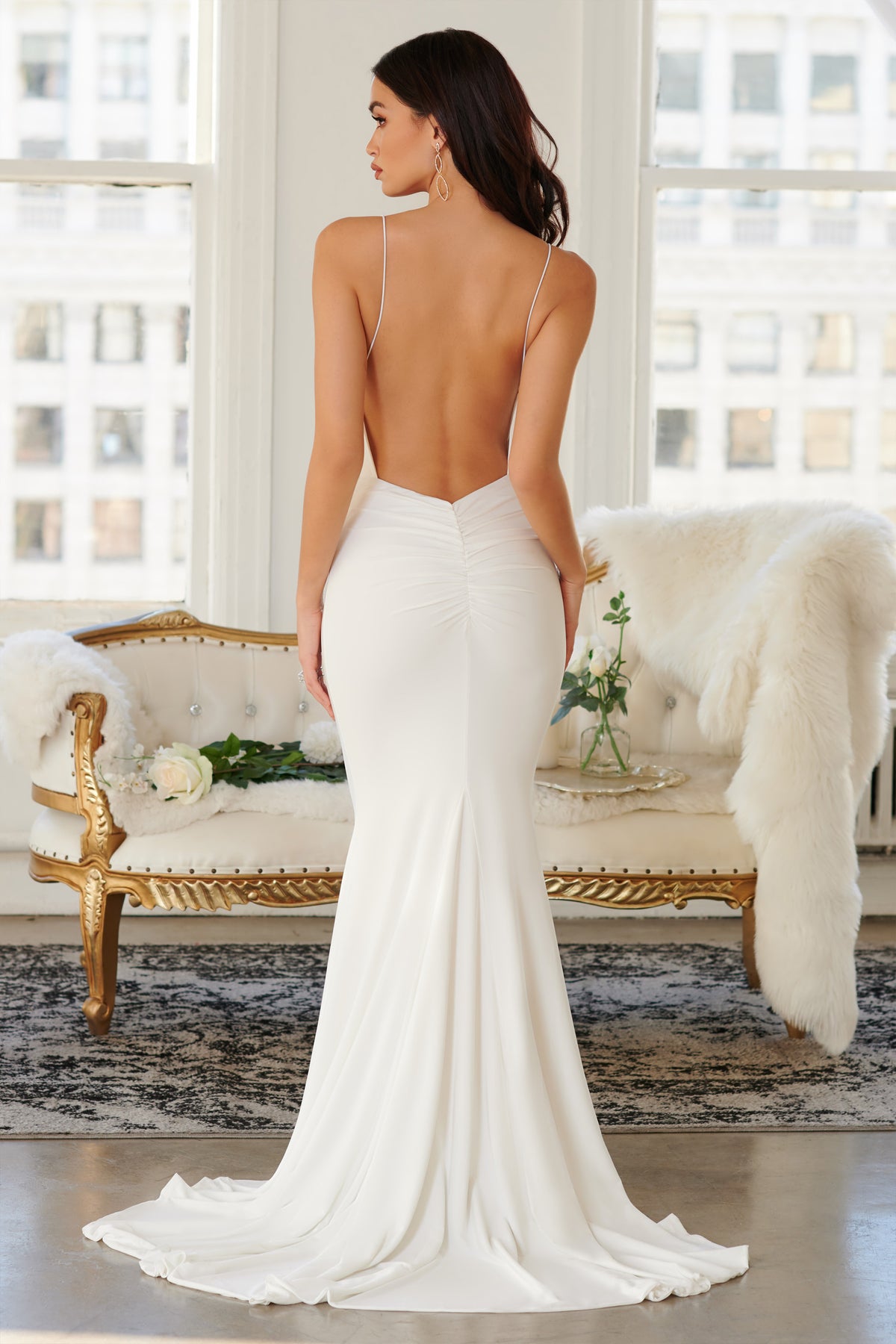 White Satin Maxi Dress - Drop Waist Dress - Backless Bridal Gown - Lulus